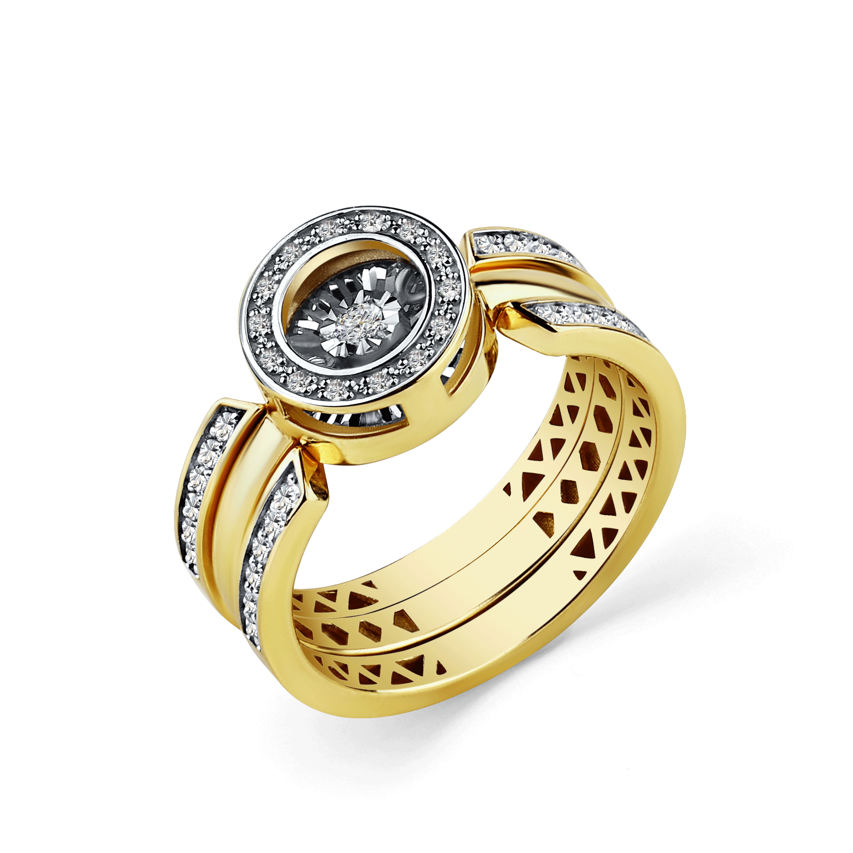 Кольцо из лимонного золота GRIGORIEV с танцующим бриллиантом Г01-13-5845-31-00-1 Г01-13-5845-31-00-1 фото