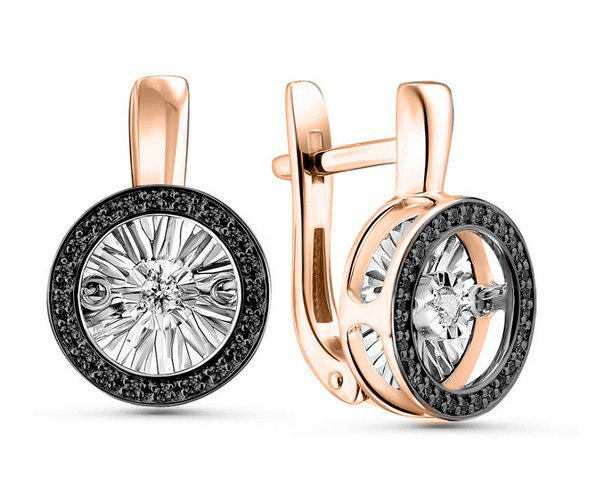 Золотые серьги GRIGORIEV с танцующим бриллиантом и чёрным бриллиантом Г02-11-5478-13-00-1 Г02-11-5478-13-00-1 фото