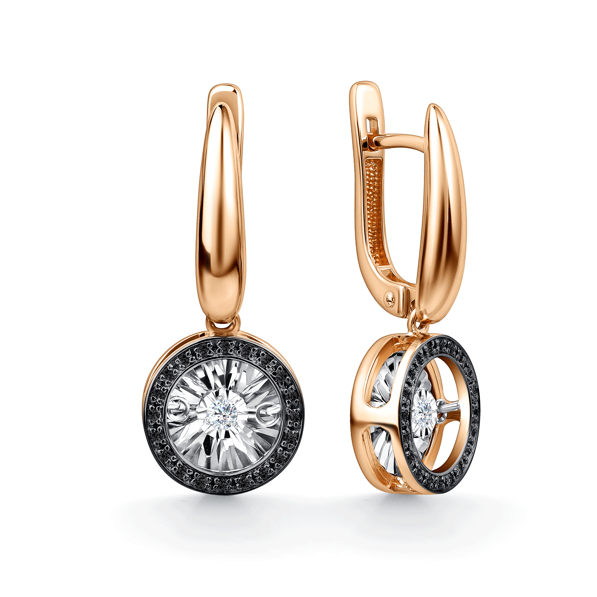 Золотые серьги GRIGORIEV с танцующим бриллиантом и чёрным бриллиантом Г02-11-5478-13-00 Г02-11-5478-13-00 фото