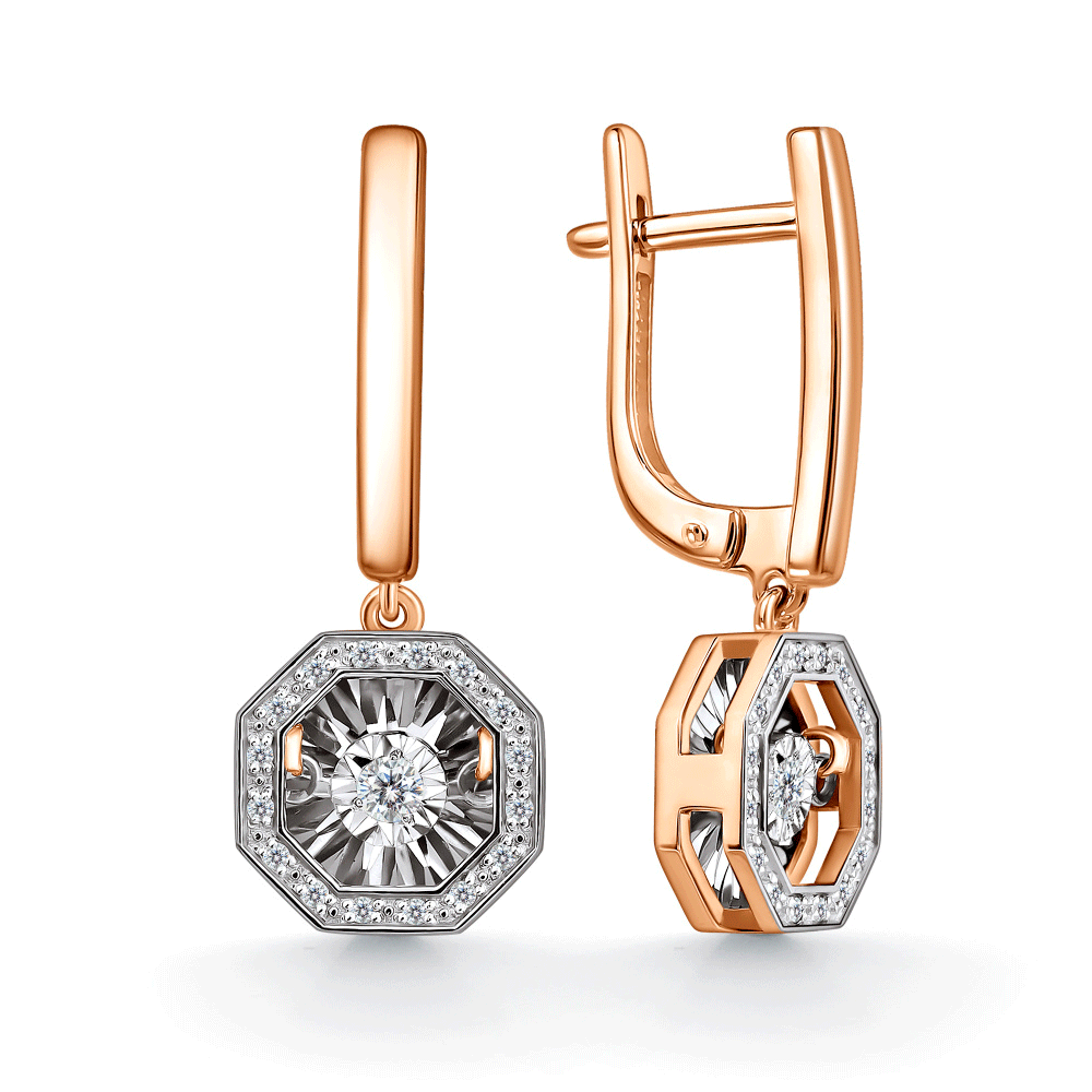 Золотые серьги GRIGORIEV с танцующим бриллиантом Г02-11-5628-11-00-1 Г02-11-5628-11-00-1 фото