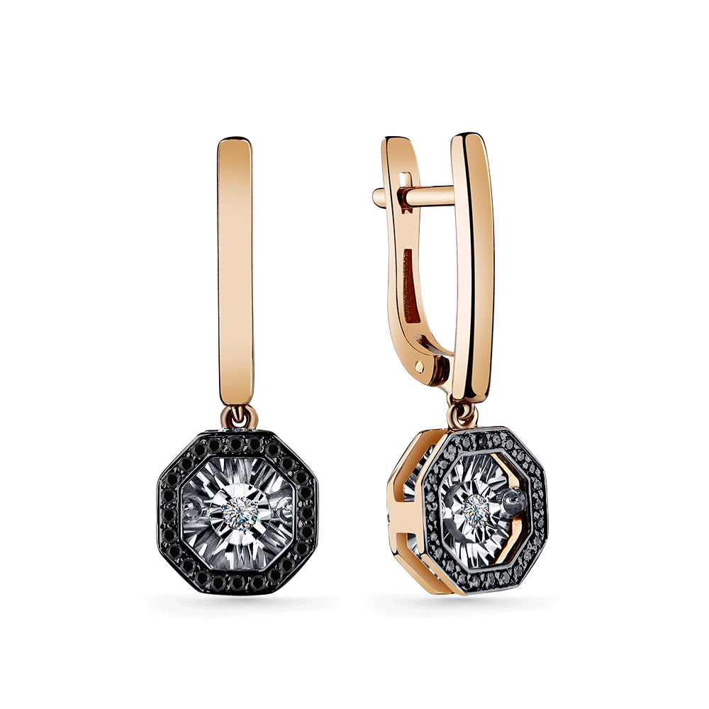Золотые серьги GRIGORIEV с танцующим бриллиантом и чёрным бриллиантом Г02-11-5628-13-00-1 Г02-11-5628-13-00-1 фото