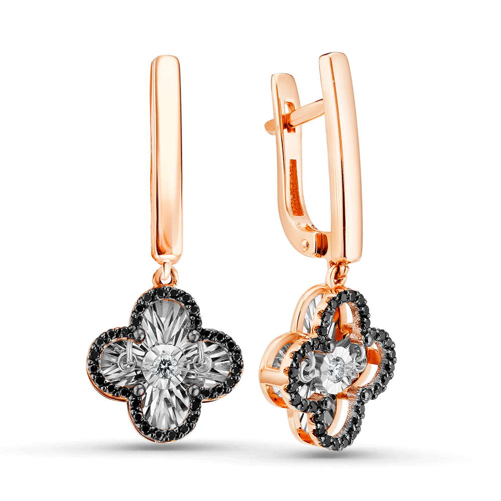 Золотые серьги GRIGORIEV с танцующим бриллиантом и чёрным бриллиантом Г02-11-5675-13-00 Г02-11-5675-13-00 фото