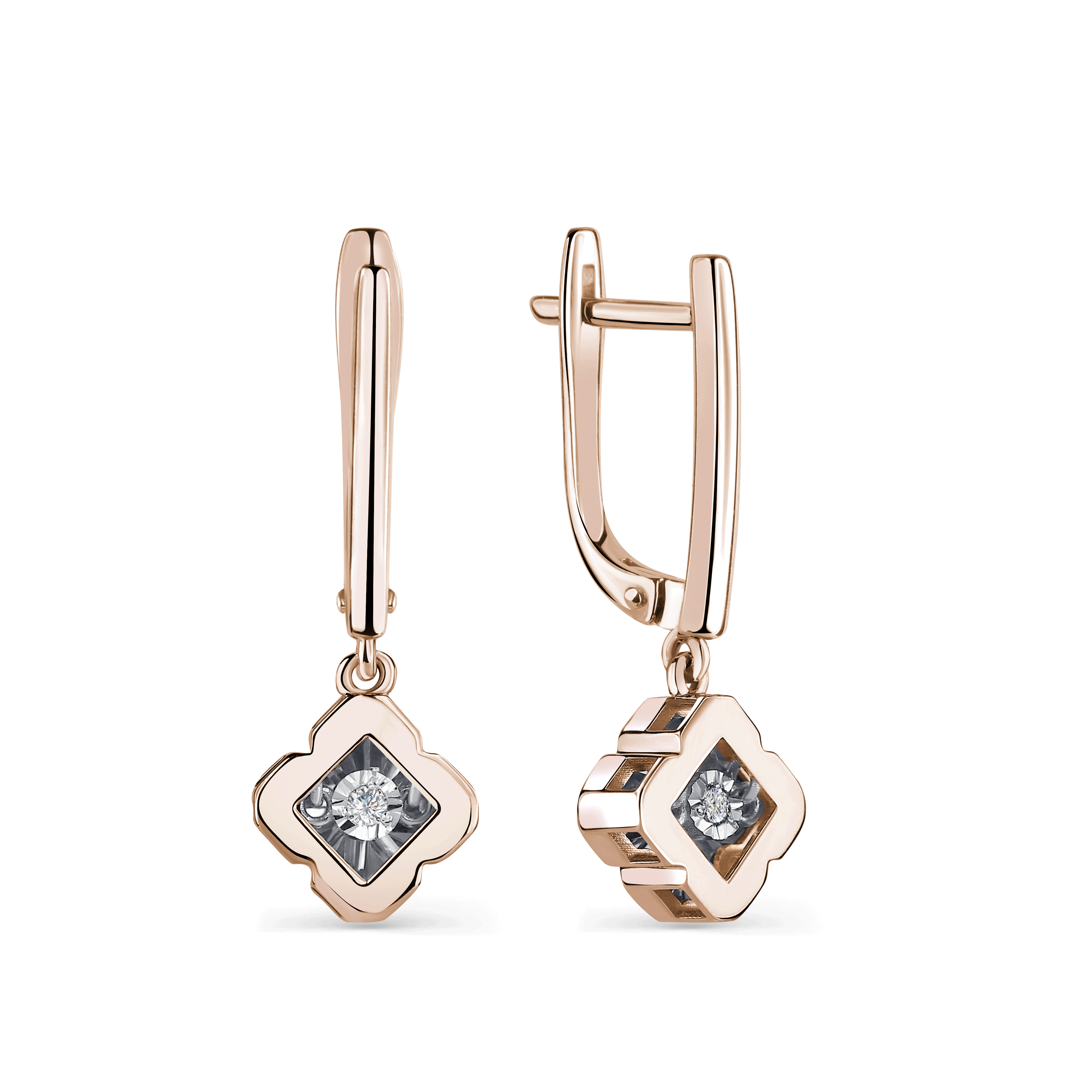 Г02-11-5915-11-00-1 Серьги из красного золота с бриллиантом Золото 585° (красное) Г02-11-5915-11-00-1 фото