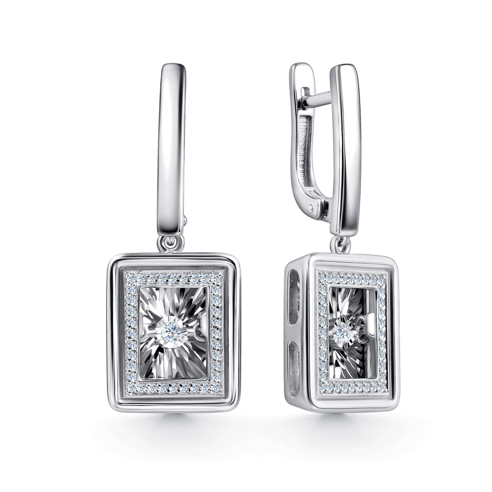 Серьги из белого золота GRIGORIEV с танцующим бриллиантом Г02-12-51024-31-00-1 Г02-12-51024-31-00-1 фото