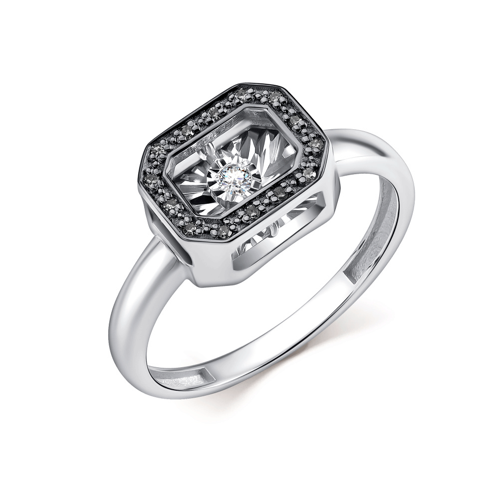 Серьги из белого золота GRIGORIEV с танцующим бриллиантом и чёрным бриллиантом Г02-12-51025-13-00-1 Г02-12-51025-13-00-1 фото