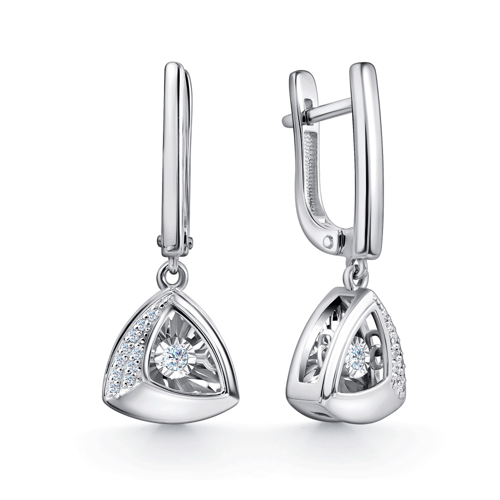 Серьги из белого золота GRIGORIEV с танцующим бриллиантом Г02-12-51027-31-00-1 Г02-12-51027-31-00-1 фото