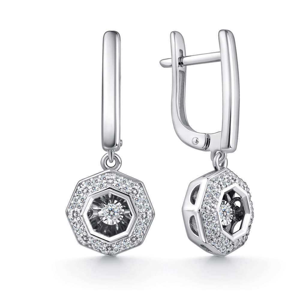 Серьги из белого золота GRIGORIEV с танцующим бриллиантом Г02-12-51062-31-00-1 Г02-12-51062-31-00-1 фото