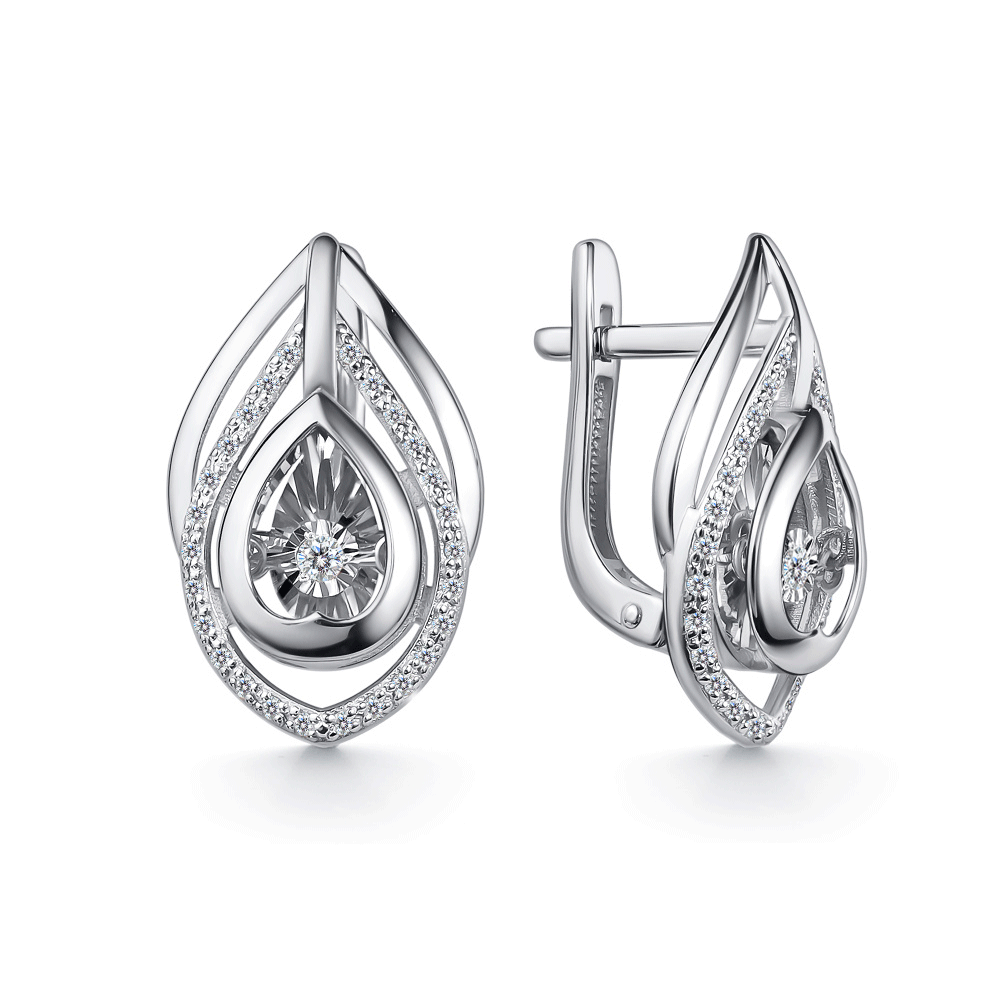 Серьги из белого золота GRIGORIEV с танцующим бриллиантом Г02-12-51137-31-00 Г02-12-51137-31-00 фото