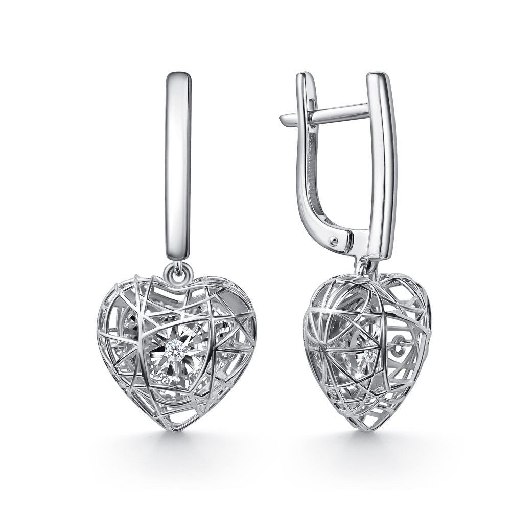Серьги из белого золота GRIGORIEV с танцующим бриллиантом Г02-12-51221-11-00-1 Г02-12-51221-11-00-1 фото