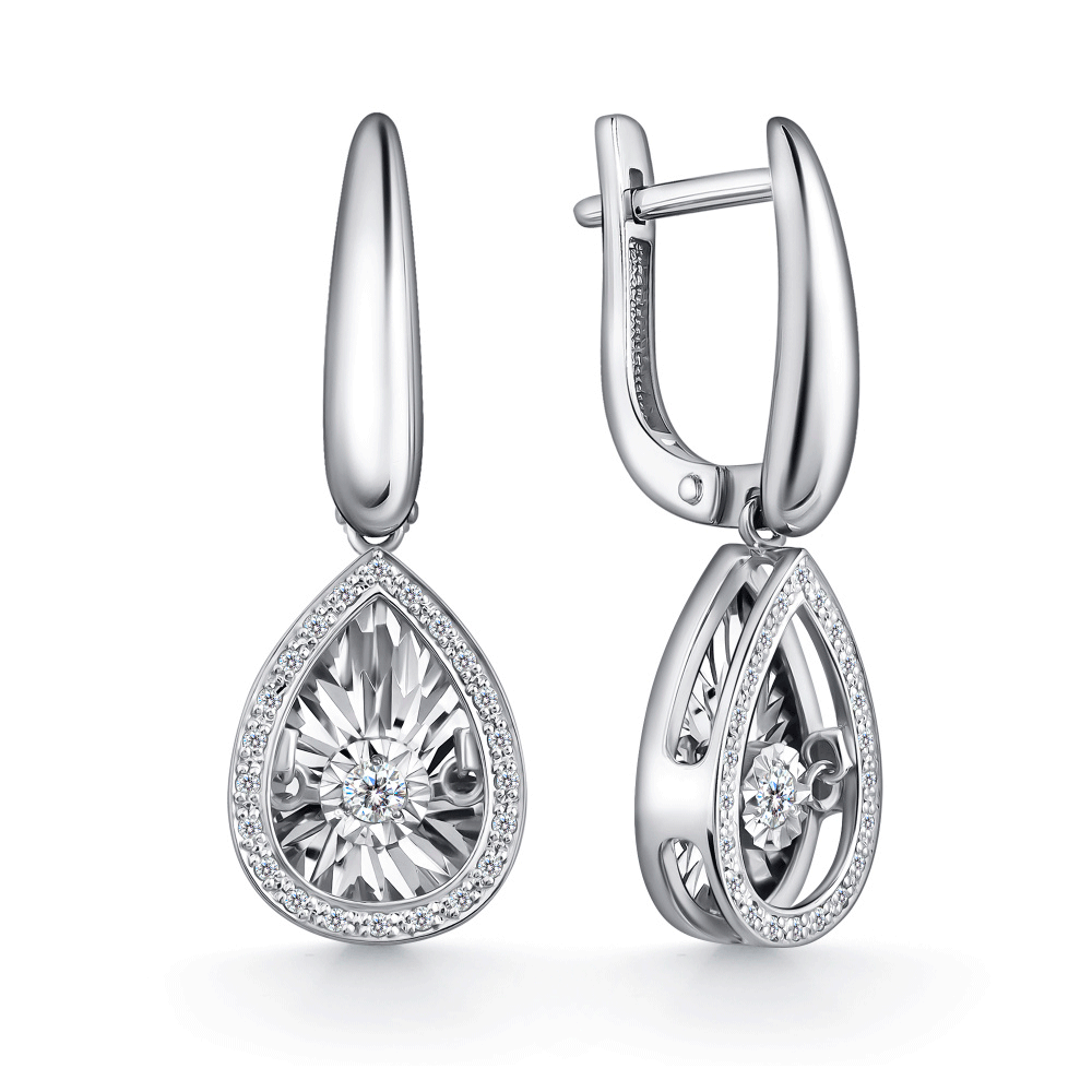 Серьги из белого золота GRIGORIEV с танцующим бриллиантом Г02-12-5497-31-00 Г02-12-5497-31-00 фото