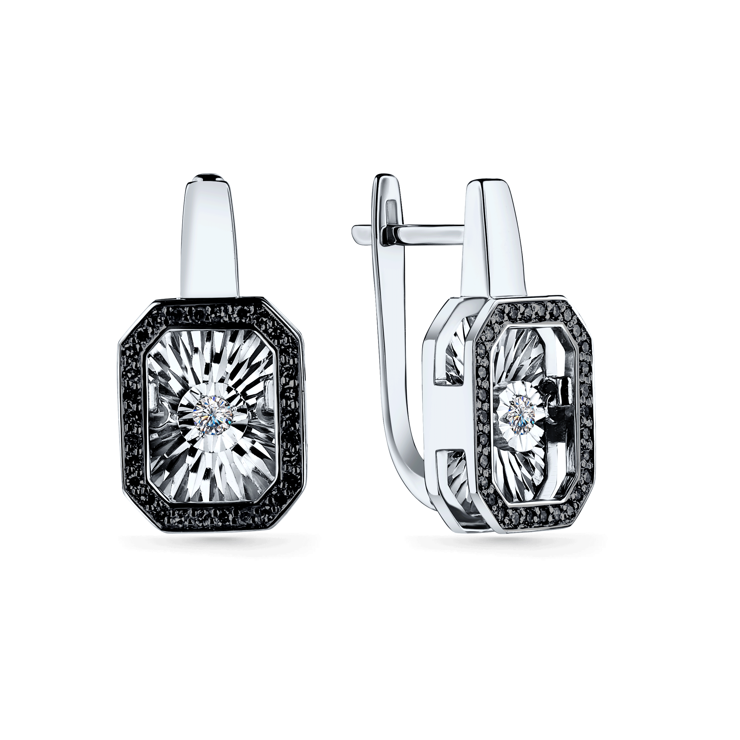 Г02-12-5629-13-00 Серьги из белого золота с бриллиантом Белое золото 585° Г02-12-5629-13-00 фото