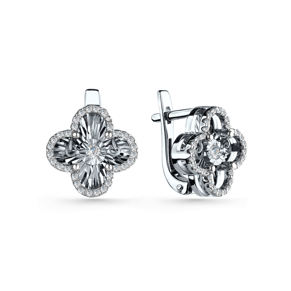 Серьги из белого золота GRIGORIEV с танцующим бриллиантом Г02-12-5675-31-00-1 Г02-12-5675-31-00-1 фото