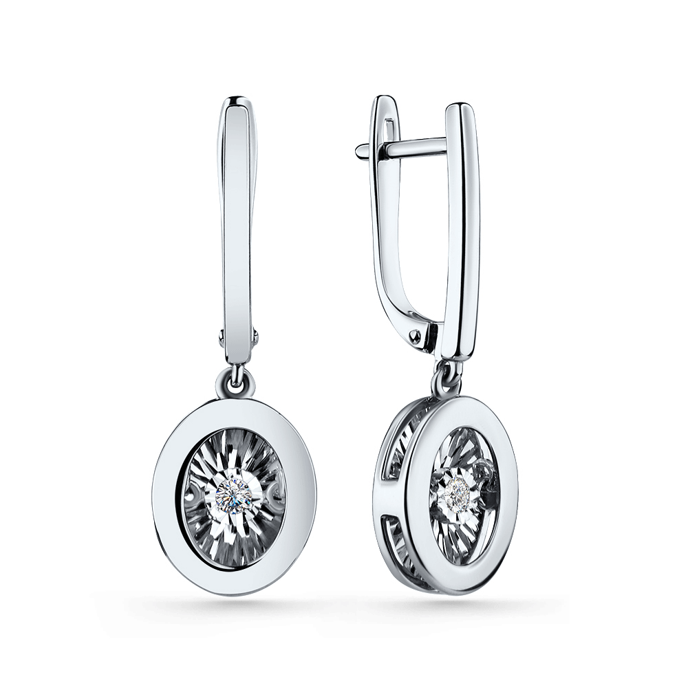 Серьги из белого золота GRIGORIEV с танцующим бриллиантом Г02-12-5744-11-00 Г02-12-5744-11-00 фото