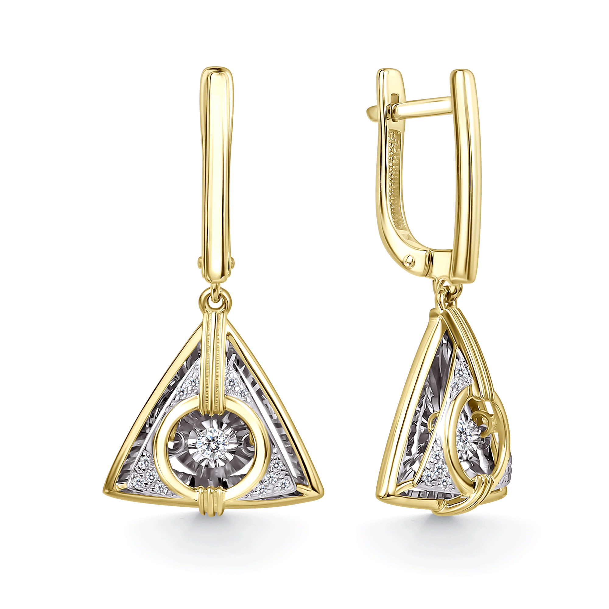 Серьги из лимонного золота GRIGORIEV с танцующим бриллиантом Г02-13-51132-31-00-1 Г02-13-51132-31-00-1 фото