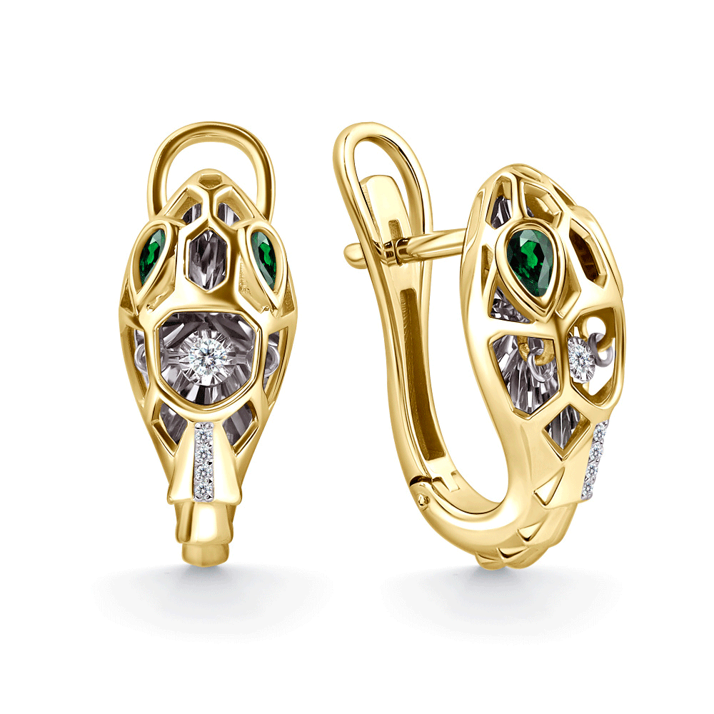 Серьги из лимонного золота GRIGORIEV с изумрудом и танцующим бриллиантом Г02-13-5941-31-01 Г02-13-5941-31-01 фото