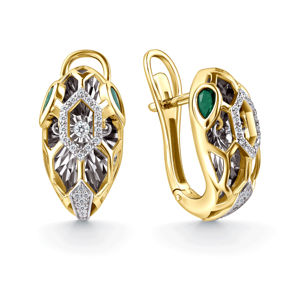 Серьги из лимонного золота GRIGORIEV с изумрудом и танцующим бриллиантом Г02-13-5942-31-01 Г02-13-5942-31-01 фото