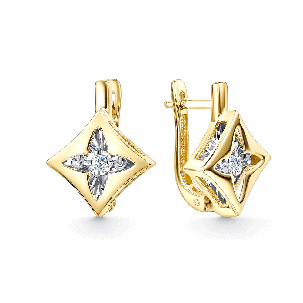 Серьги из лимонного золота GRIGORIEV с танцующим бриллиантом Г02-13-5958-11-00 Г02-13-5958-11-00 фото