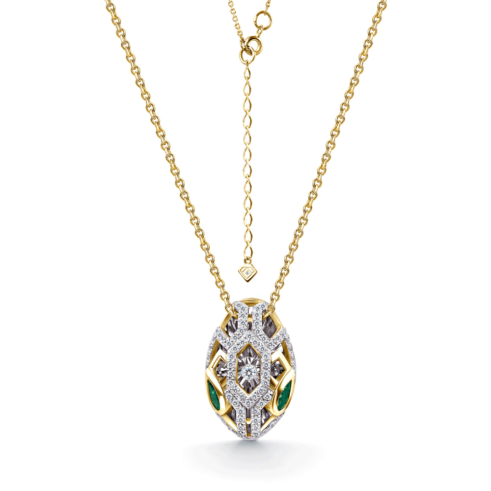 Колье из лимонного золота Символ года Змея GRIGORIEV с танцующим бриллиантом и изумрудом Г08-13-51041-31-01-1 Г08-13-51041-31-01-1 фото