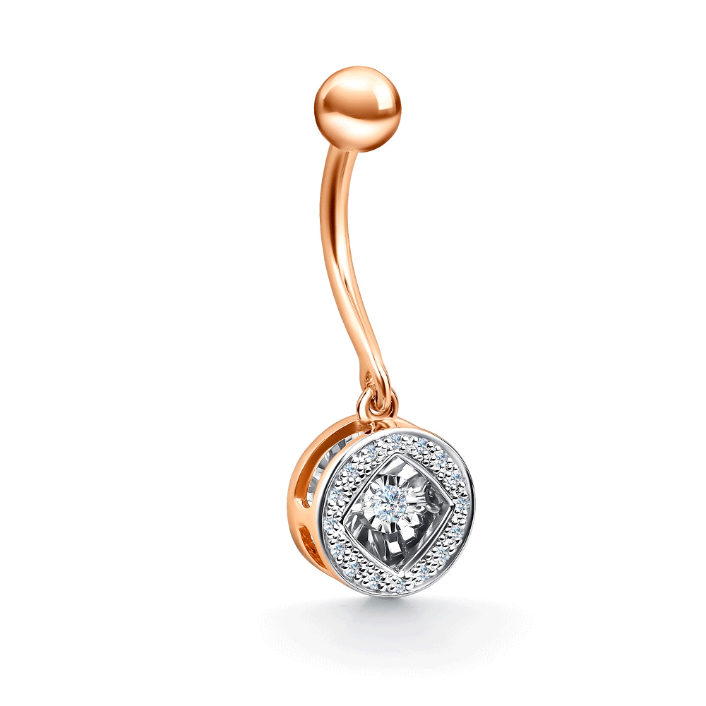 Золотой пирсинг в пупок GRIGORIEV с танцующим бриллиантом Г11-11-5924-31-00 Г11-11-5924-31-00 фото