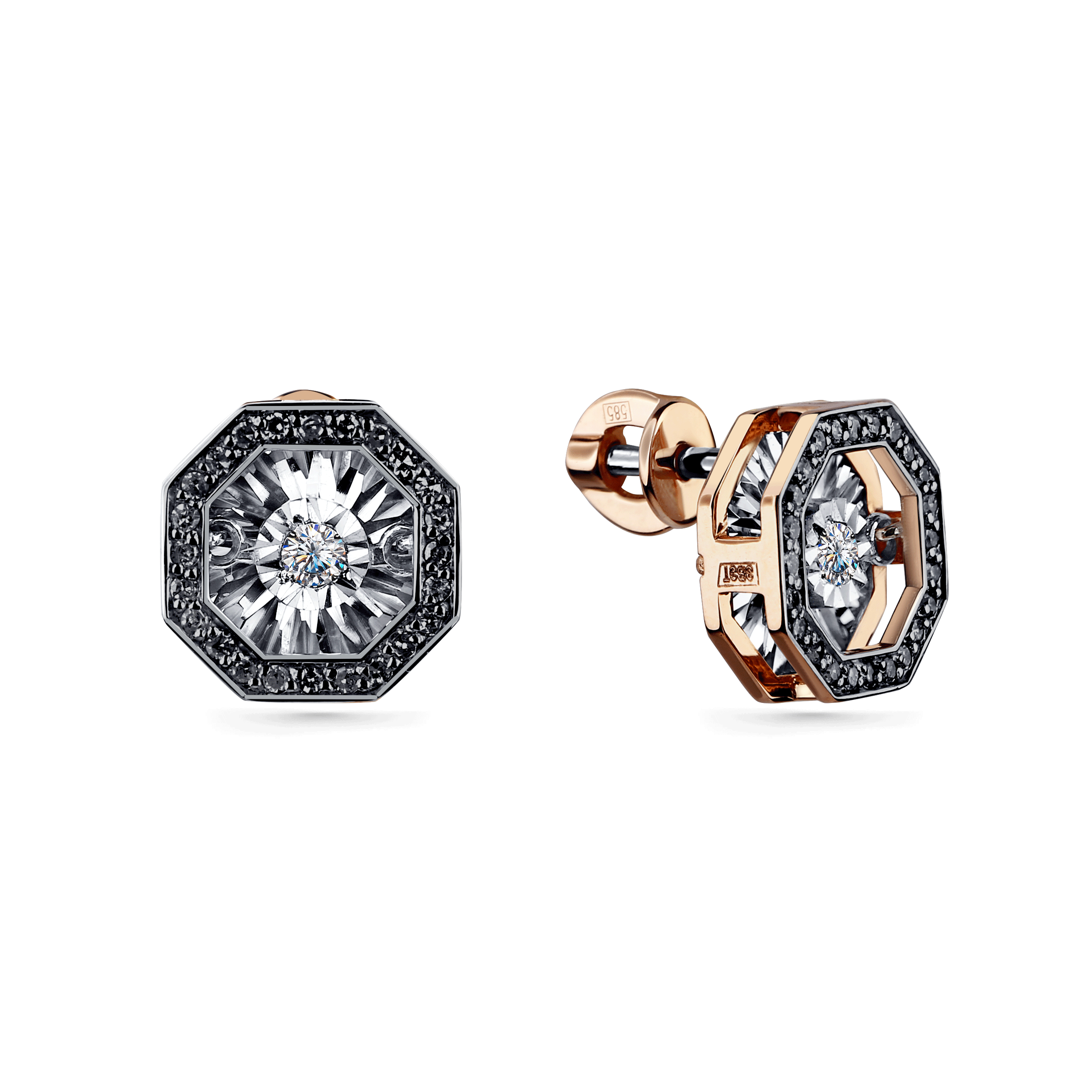 Золотые серьги GRIGORIEV с танцующим бриллиантом и чёрным бриллиантом Г12-11-5628-13-00 Г12-11-5628-13-00 фото