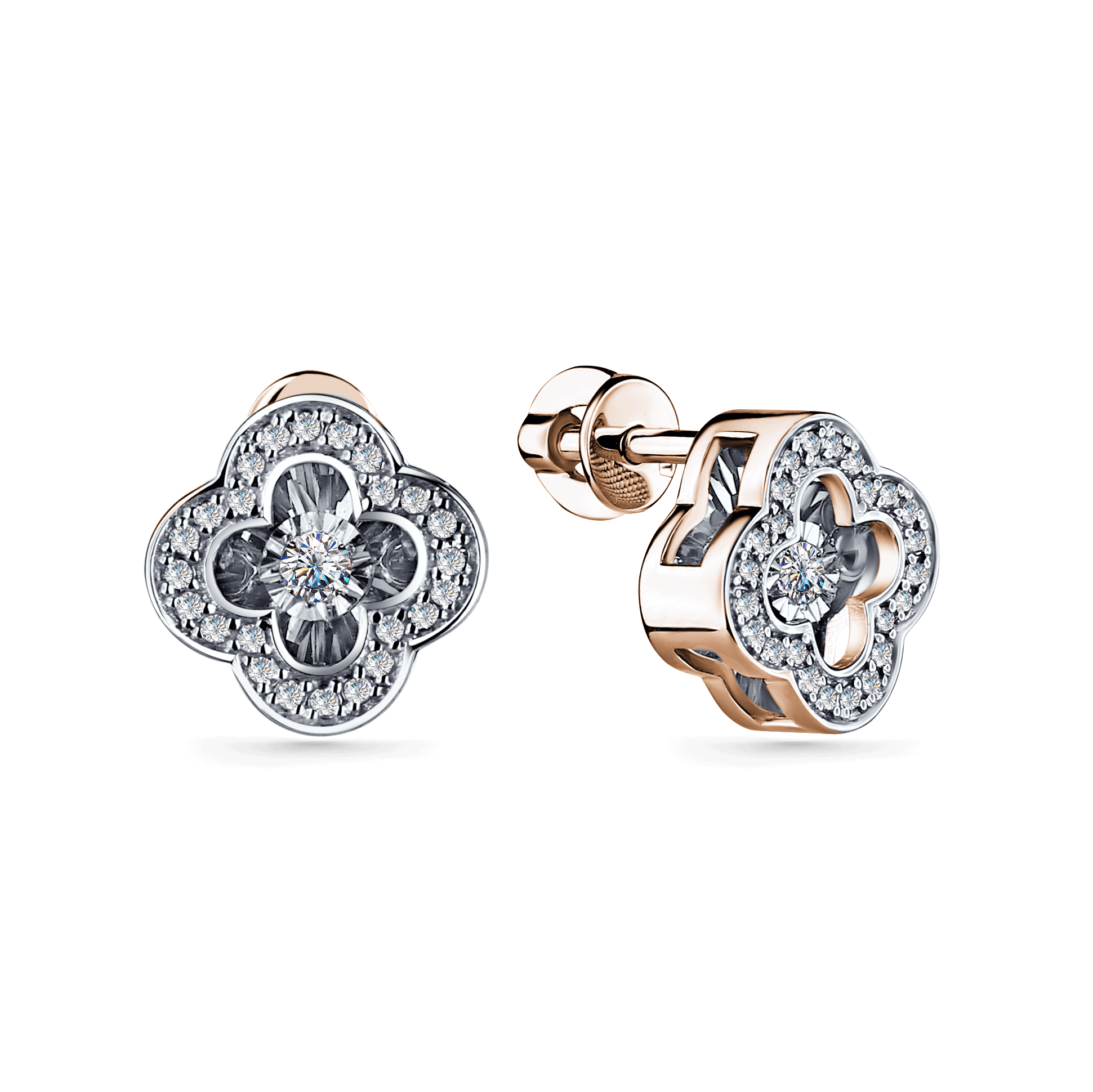 Г12-11-5891-31-00 Пуссеты из красного золота с бриллиантом Золото 585° (красное) Г12-11-5891-31-00 фото