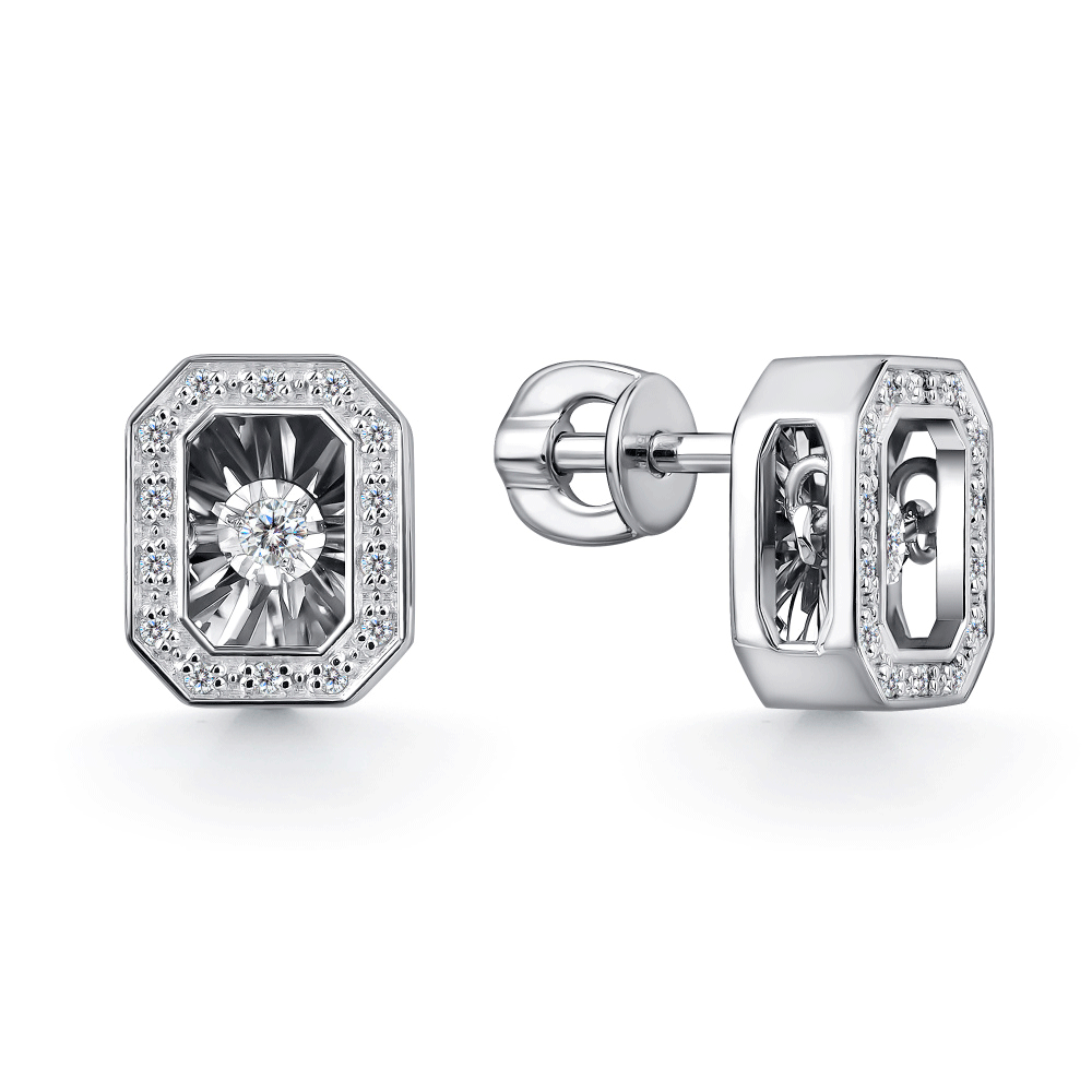 Серьги из белого золота GRIGORIEV с танцующим бриллиантом Г12-12-51025-31-00 Г12-12-51025-31-00 фото