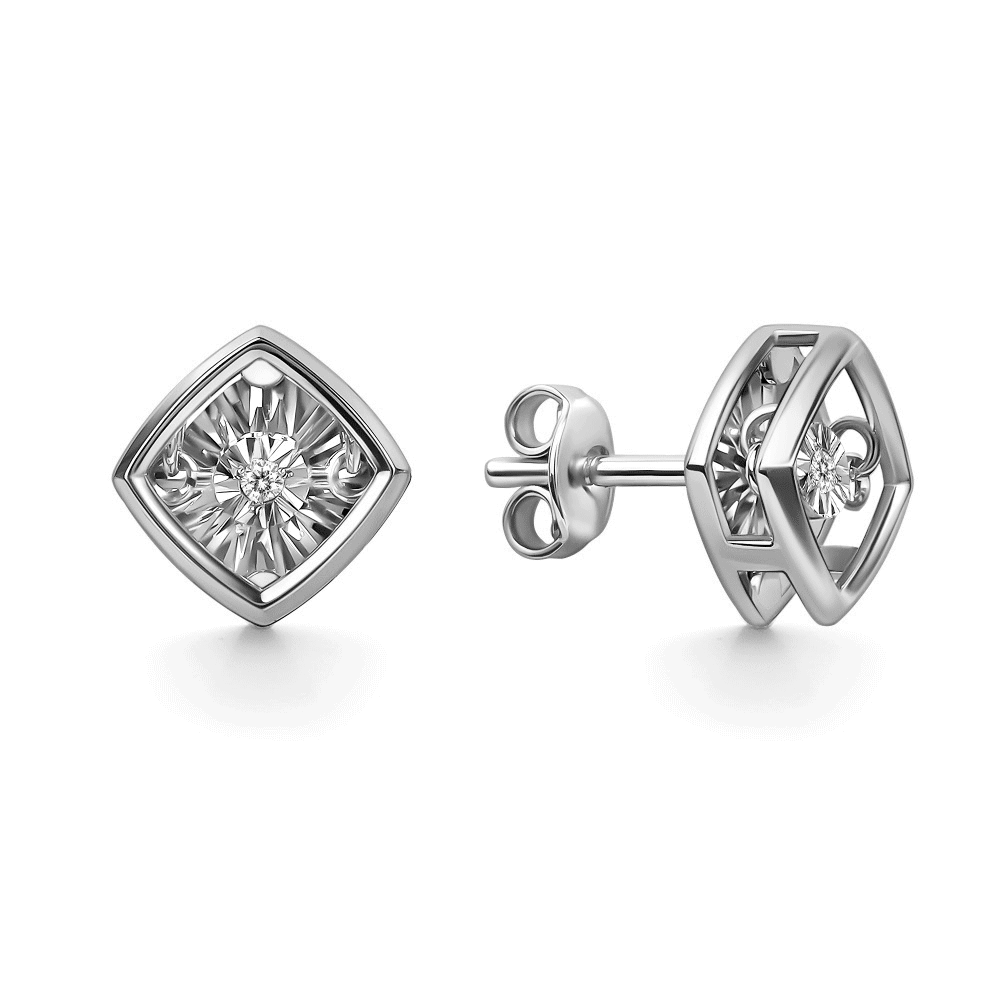 Серьги из белого золота GRIGORIEV с танцующим бриллиантом Г12-12-51200-11-00 Г12-12-51200-11-00 фото