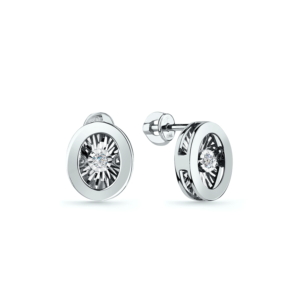 Серьги из белого золота GRIGORIEV с танцующим бриллиантом Г12-12-5744-11-00 Г12-12-5744-11-00 фото