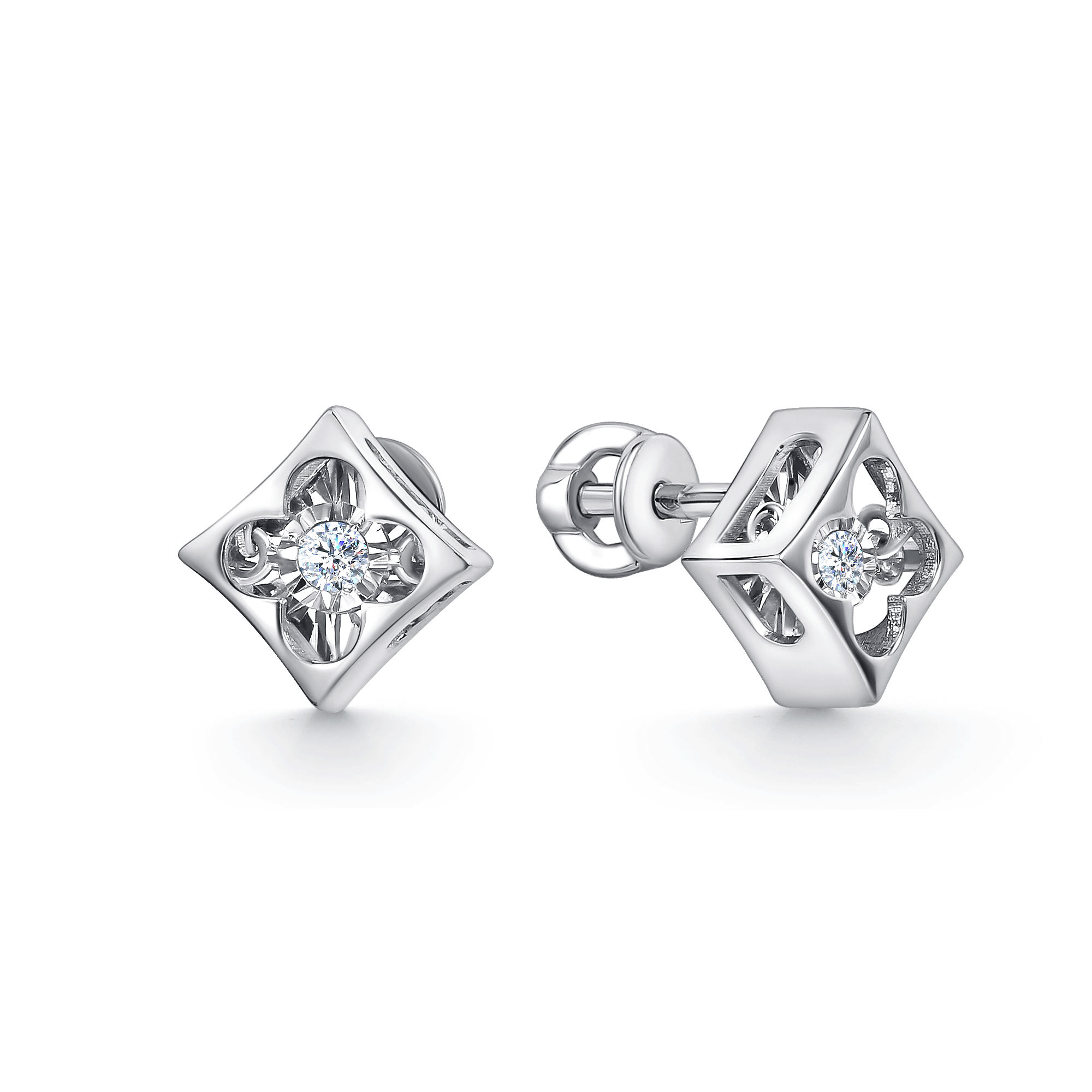 Серьги из белого золота GRIGORIEV с танцующим бриллиантом Г12-12-5957-11-00 Г12-12-5957-11-00 фото