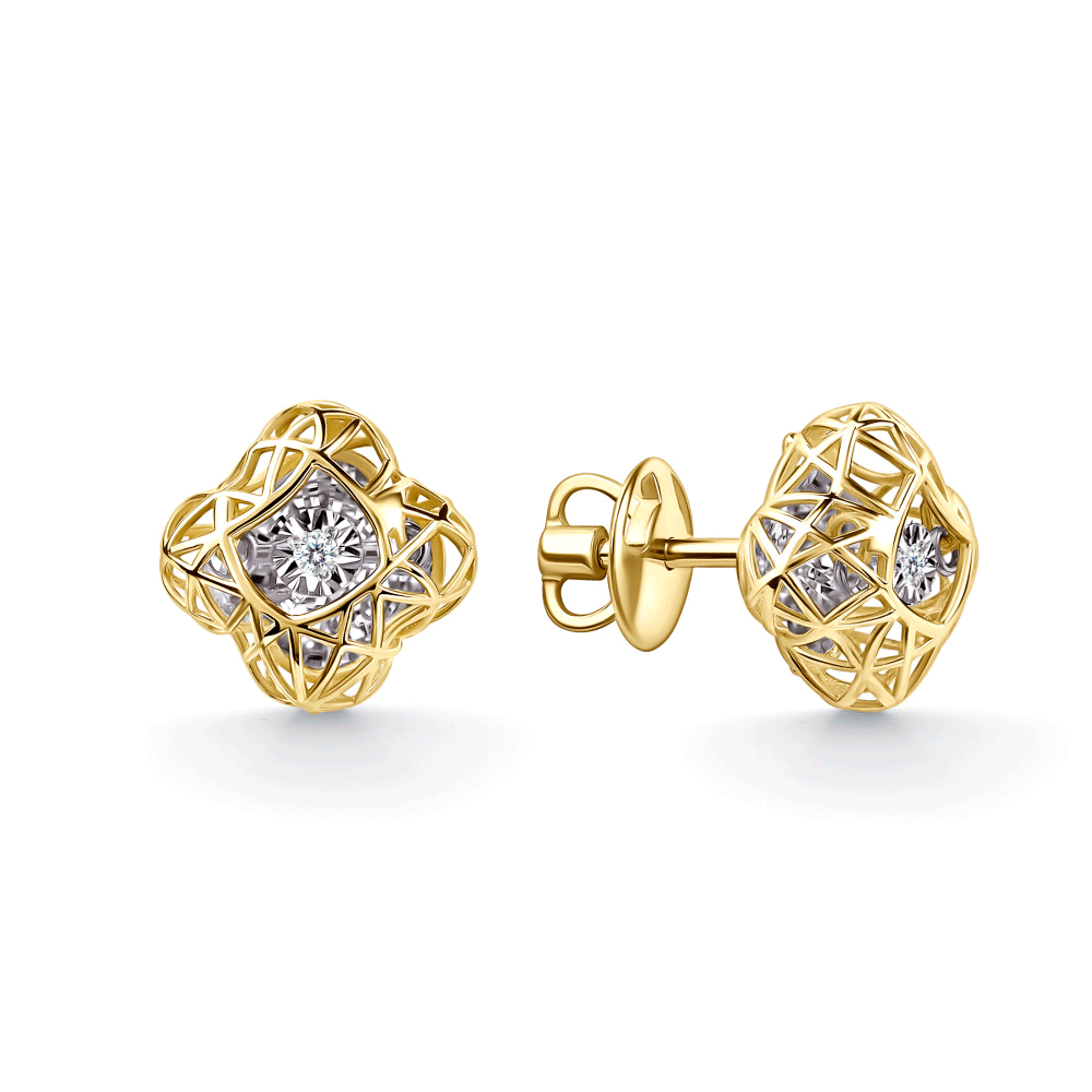 Серьги из лимонного золота GRIGORIEV с танцующим бриллиантом Г12-13-51250-11-00 Г12-13-51250-11-00 фото