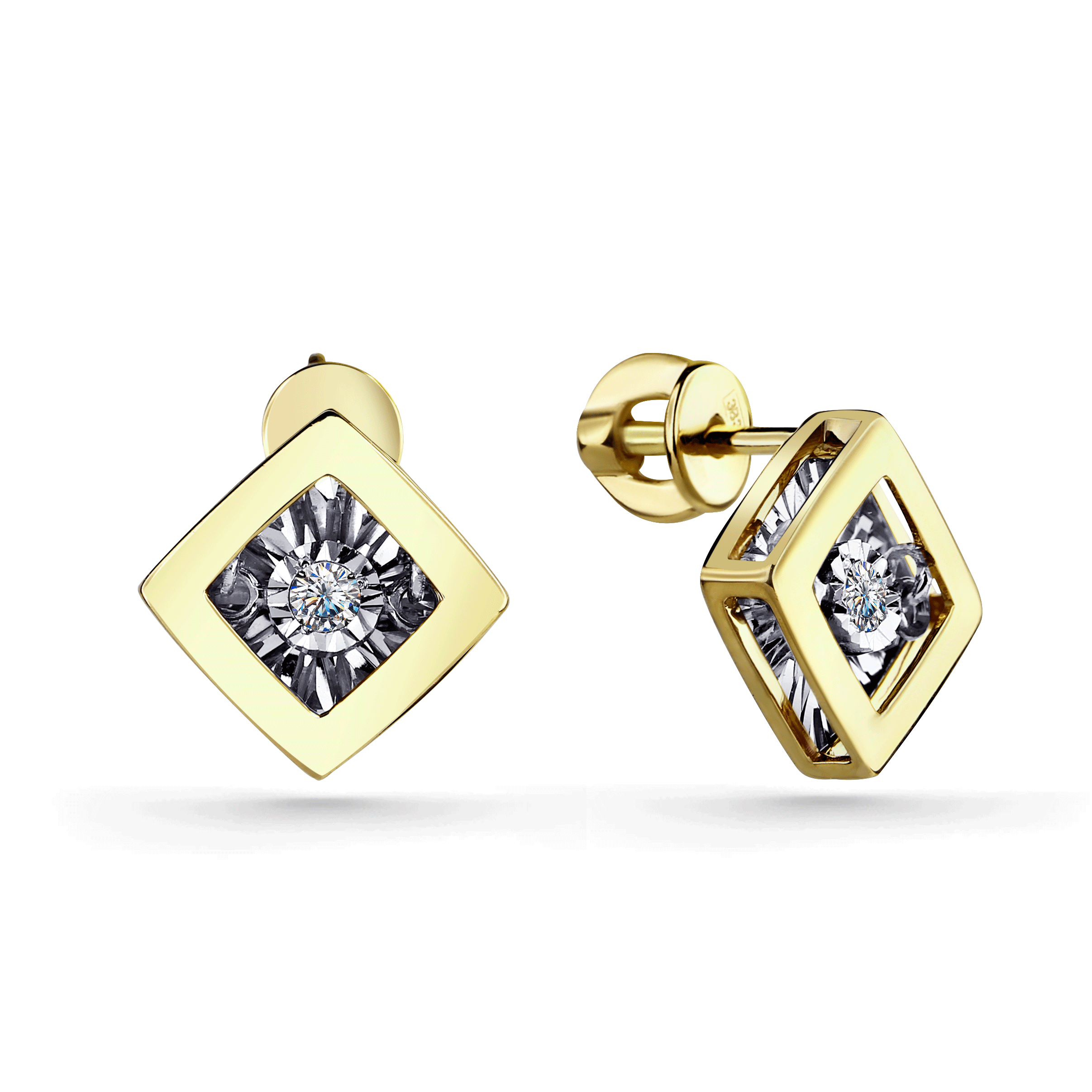 Серьги из лимонного золота GRIGORIEV с танцующим бриллиантом Г12-13-5737-11-00 Г12-13-5737-11-00 фото