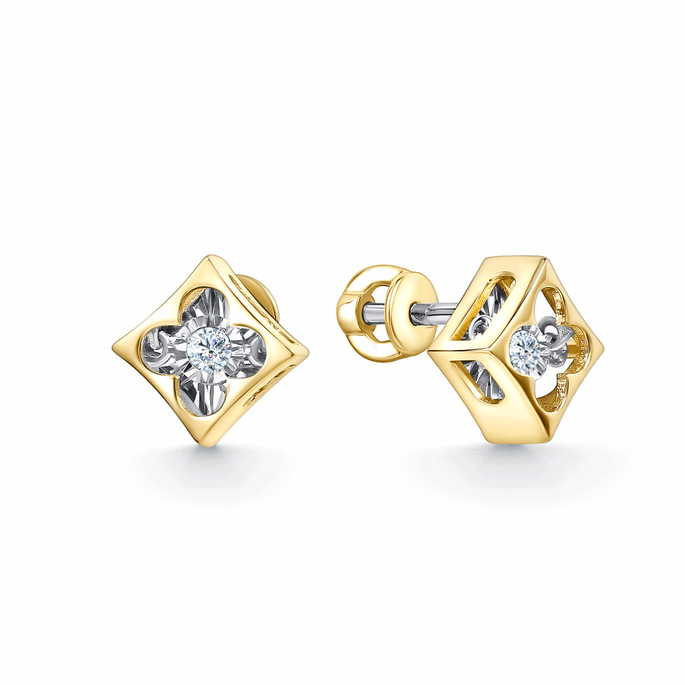 Серьги из лимонного золота GRIGORIEV с танцующим бриллиантом Г12-13-5957-11-00 Г12-13-5957-11-00 фото