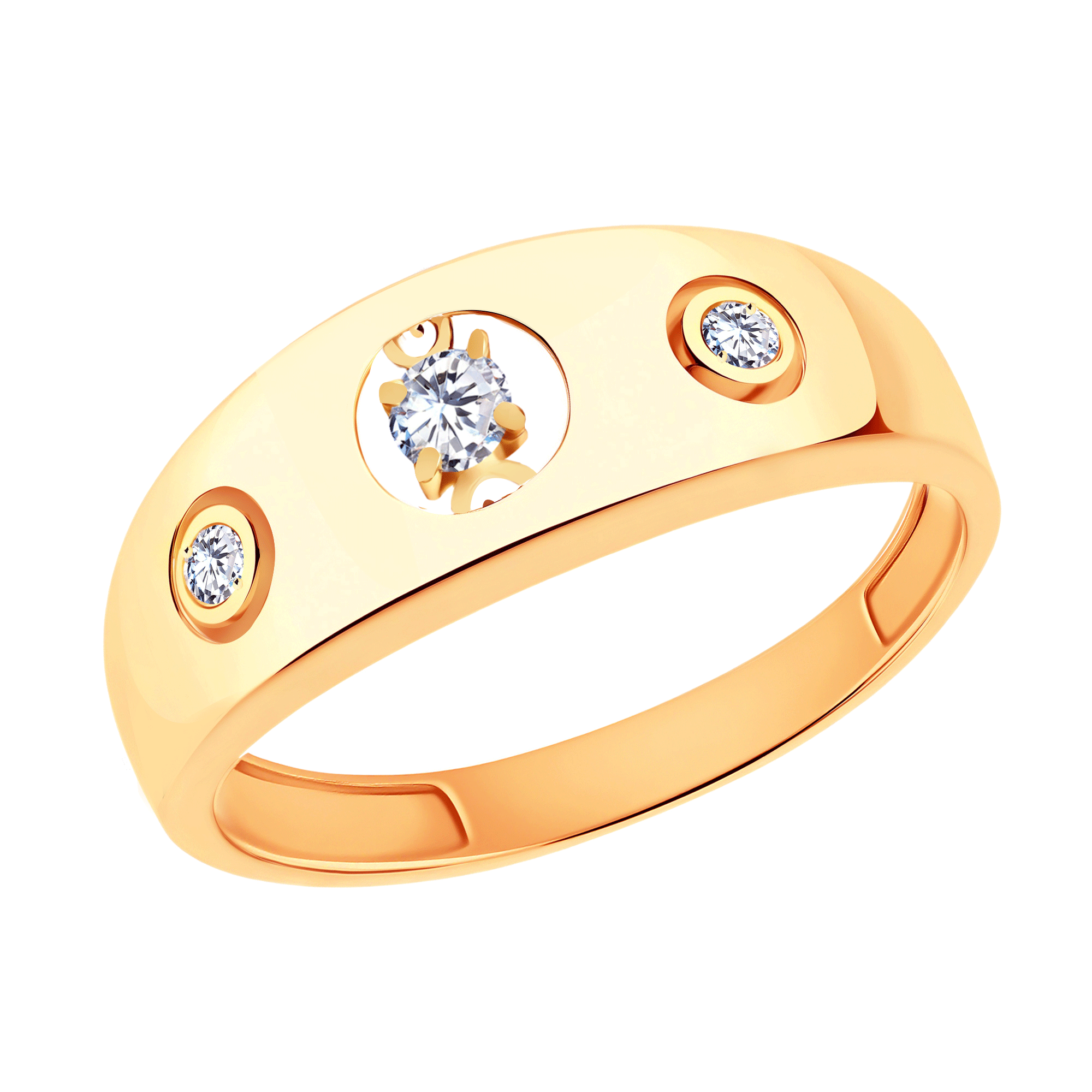 Золотое кольцо с подвижным фианитом ЮЗ Корона К1-К6088 К1-К6088 фото