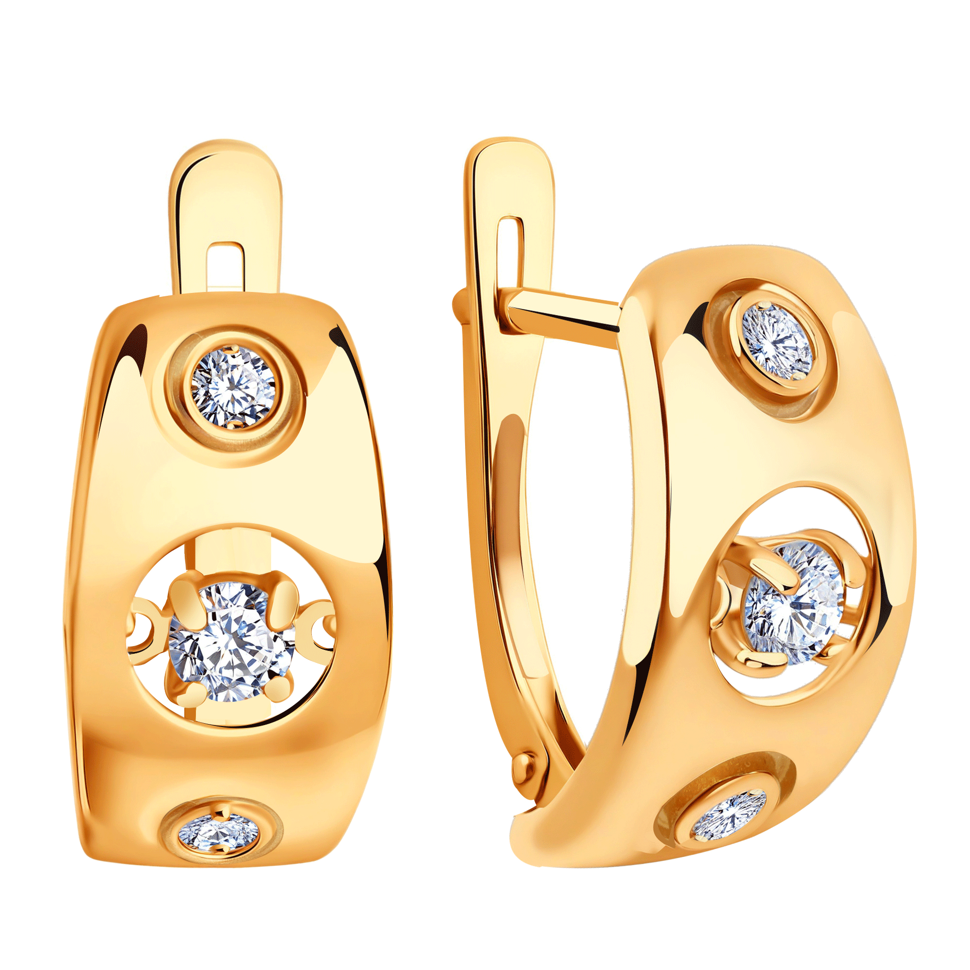 Золотые серьги с подвижным фианитом ЮЗ Корона К1-С6088 К1-С6088 фото