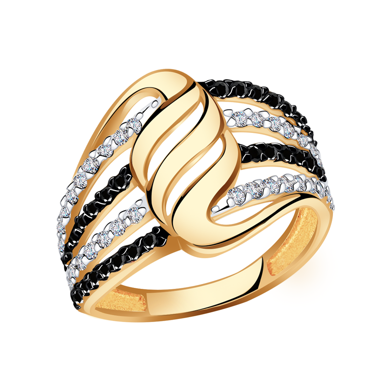 Золотое кольцо Красносельский ювелир с фианитом РКд3583