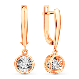 Золотые серьги Karatov с танцующим бриллиантом Т145628727 Т145628727 фото