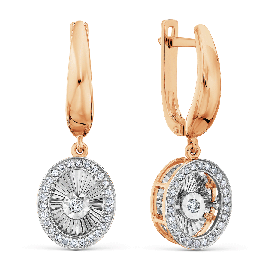 Золотые серьги Karatov с танцующим бриллиантом Т14562В196 Т14562В196 фото