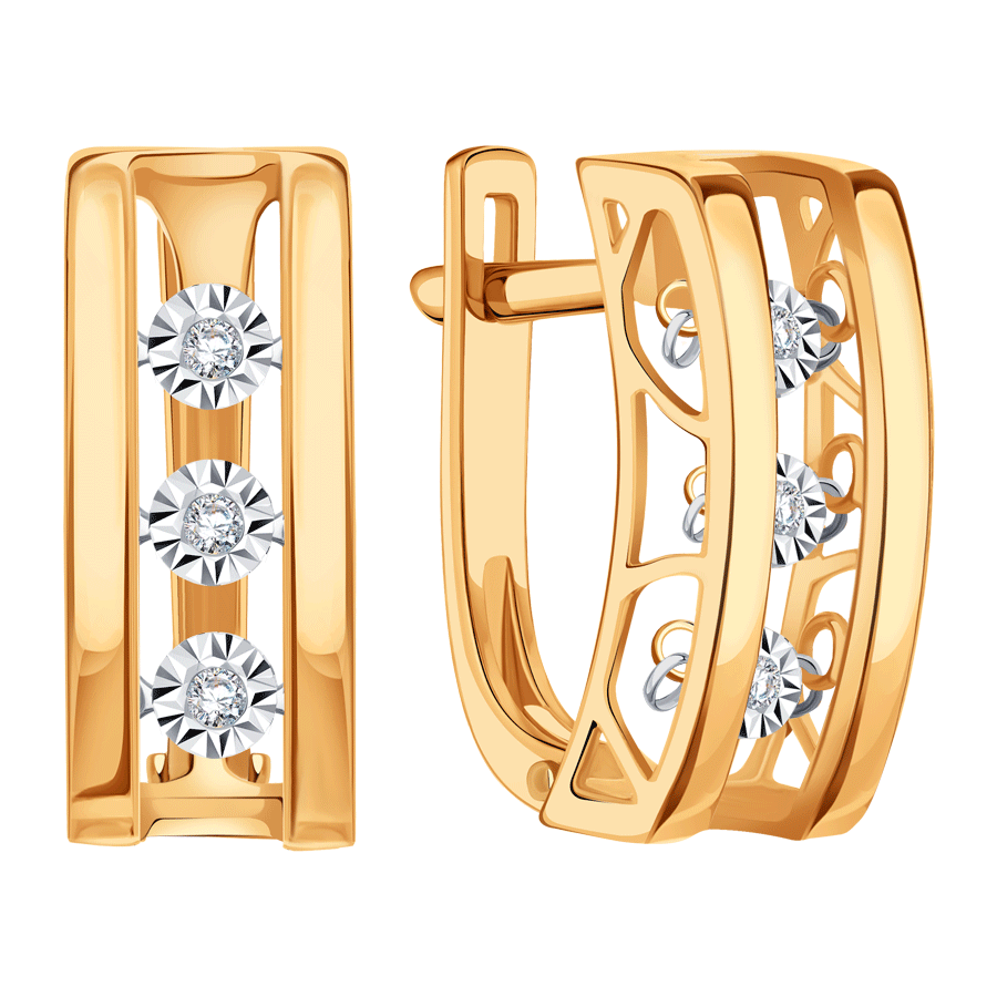 Золотые серьги Karatov с танцующим бриллиантом Т14562В348 Т14562В348 фото