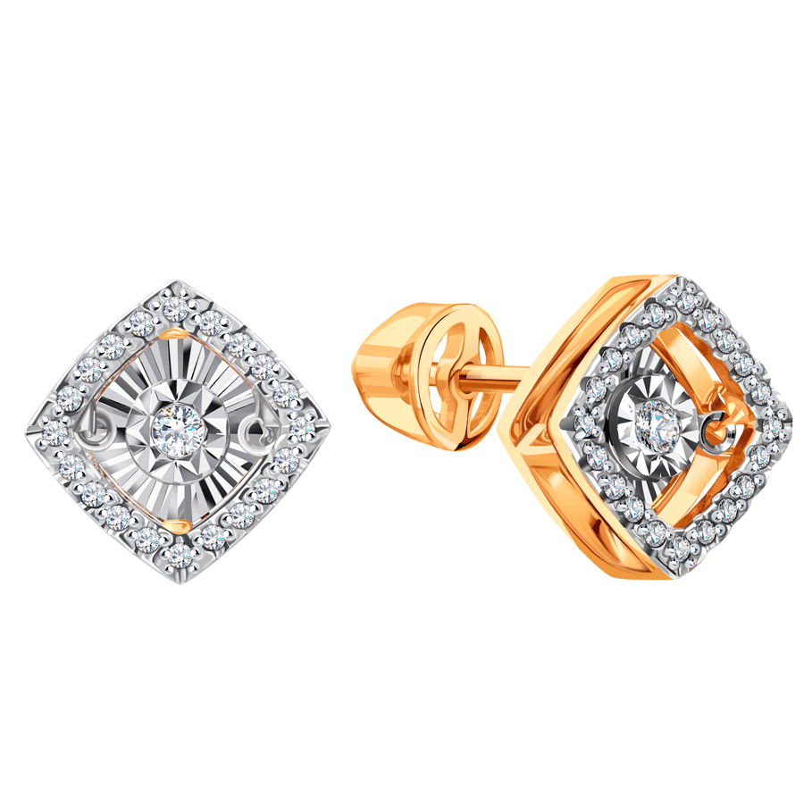 Золотые серьги Karatov с танцующим бриллиантом Т14562В399 Т14562В399 фото