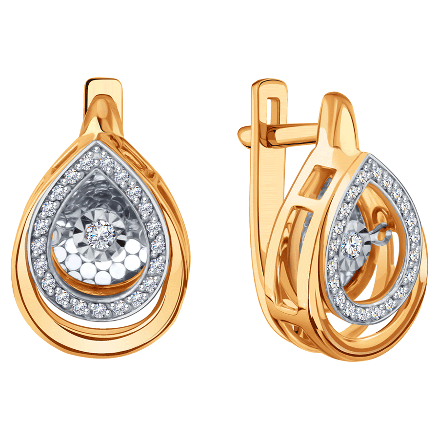 Золотые серьги Karatov с танцующим бриллиантом Т14562Г996 Т14562Г996 фото
