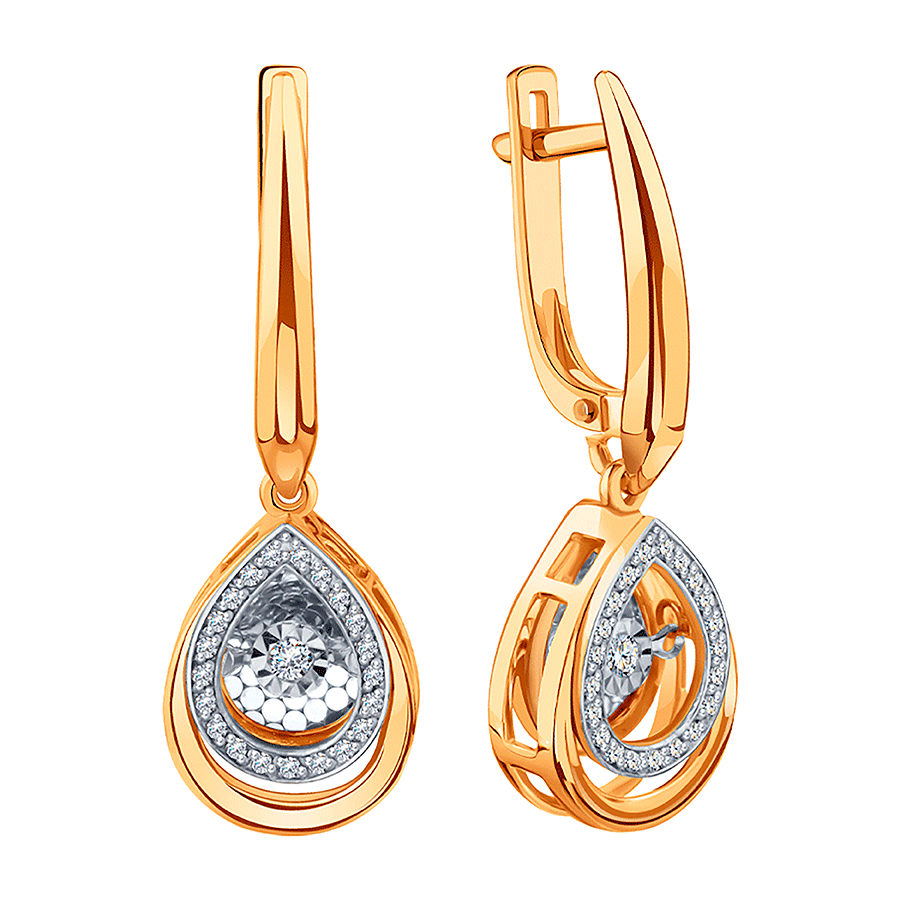 Золотые серьги Karatov с танцующим бриллиантом Т14562Г997 Т14562Г997 фото