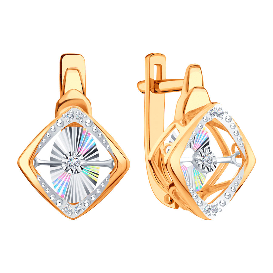 Золотые серьги Karatov с танцующим бриллиантом Т14562Е397 Т14562Е397 фото