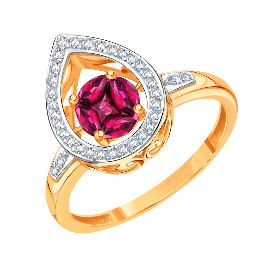 Золотое кольцо Karatov с танцующим сапфиром и бриллиантом Т14601Б441 Т14601Б441 фото
