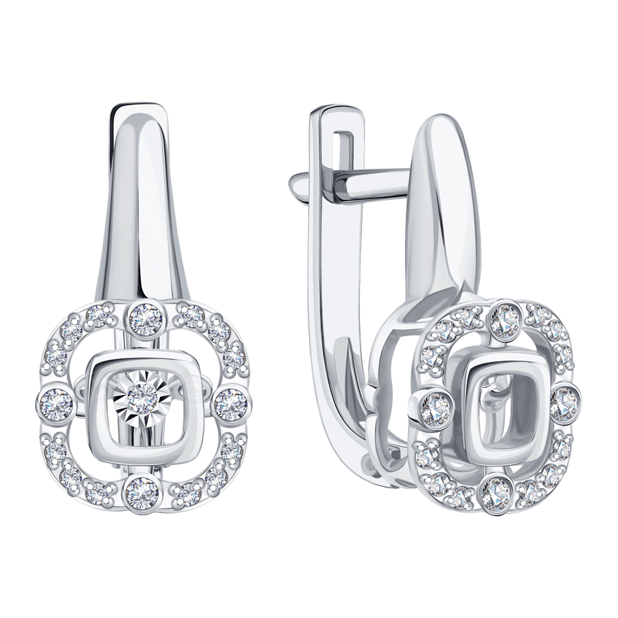 Серьги из белого золота Karatov с танцующим бриллиантом Т30562Г162 Т30562Г162 фото