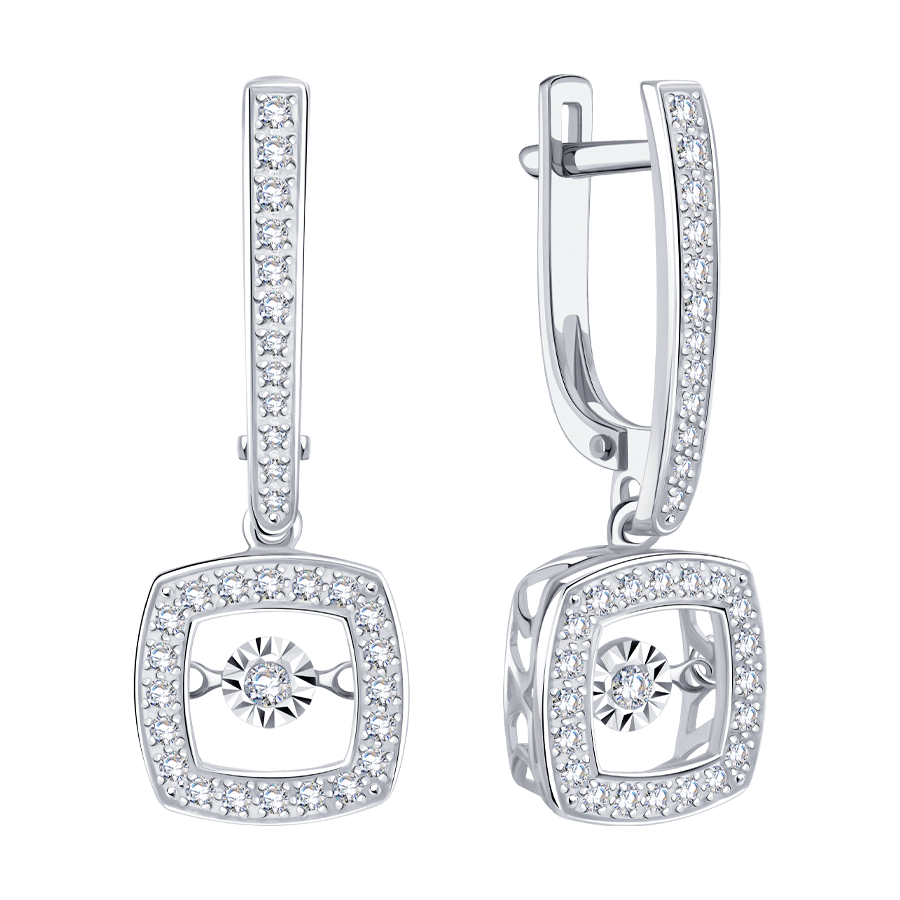 Серьги из белого золота Karatov с танцующим бриллиантом Т30662В293 Т30662В293 фото
