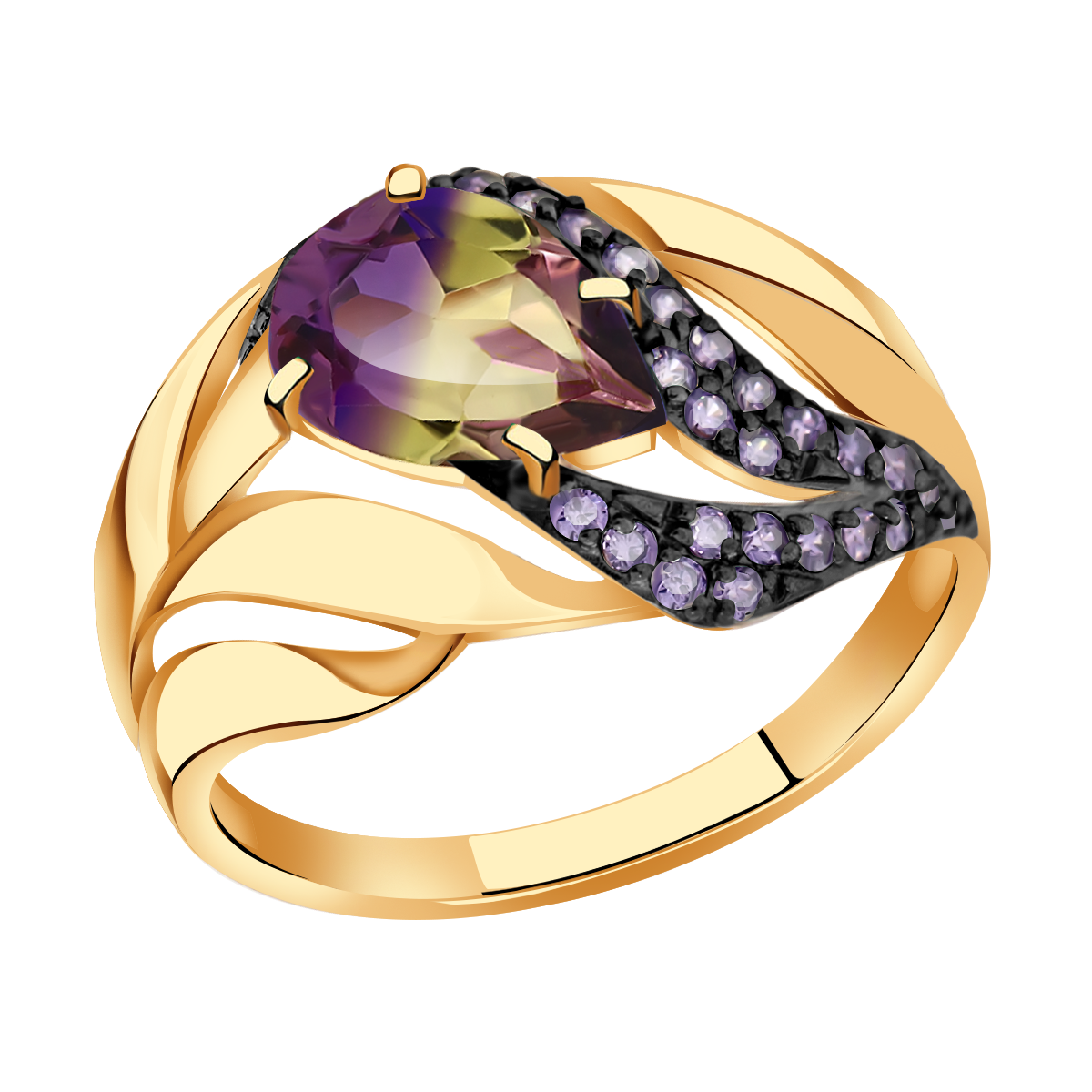 Золотое кольцо Александра кл2596-49ск-си с фианитом и аметрином